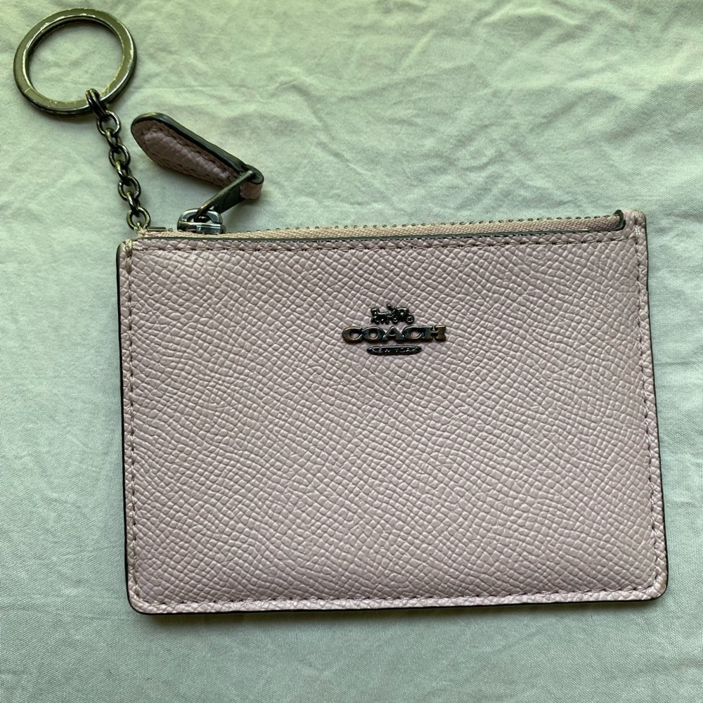 Pink Coach Card Holder Key Chain
